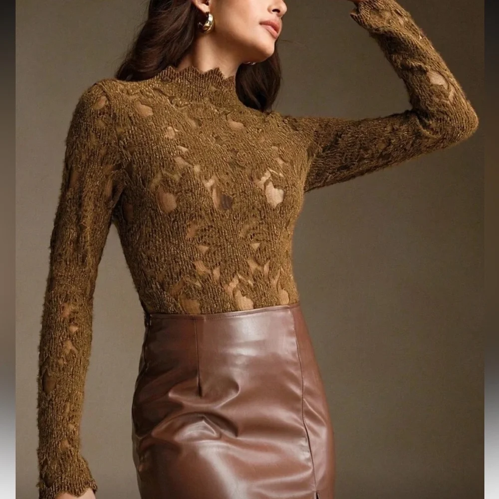 Elegant Brown Lace Women Top